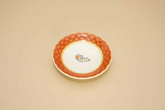 Yamagotouki | Red Small plate | Cat